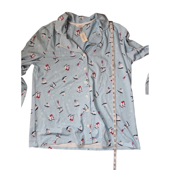 Soma Embraceable Pajama Top Womens Extra Large Crystal Blue Novelty Ice Skate - Picture 8 of 8